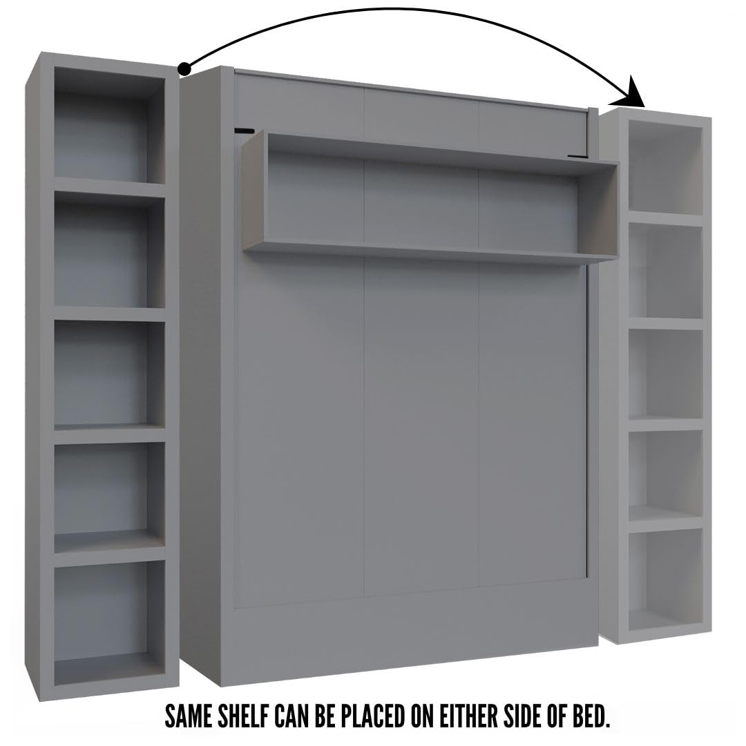 Oakland Living Easy-Lift Queen Murphy Wall Bed in Grey with Bookshelf