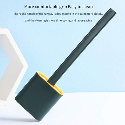 Revolutionary Silicone Flex Toilet Brush with Holder - No-Slip Long Handle, Wall Mounting Cleaning Brush Set