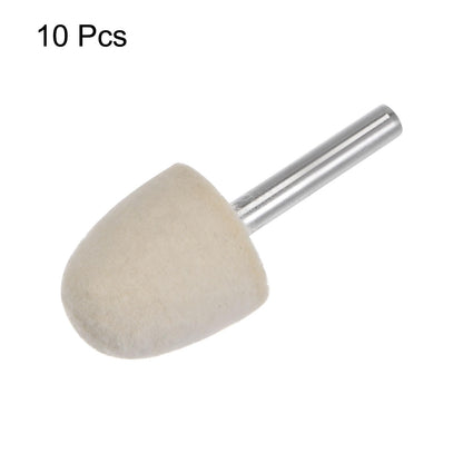 HARFINGTON 10pcs Wool Felt Mounted Mandrel Points 25mm Head 1/4 Inch Shank Conical Polishing Bits Burrs Felt Polishing Buffing Wheel for Rotary Tool