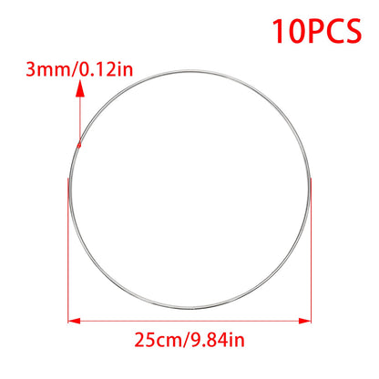 Pocoxll 10 Pcs 10 Inch Metal Hoops for Crafts, Dream Catcher Rings, Wire Wreath Frame Floral Hoop Rings for Wedding Wreath Decor and DIY Wall Hanging Crafts(Silver)