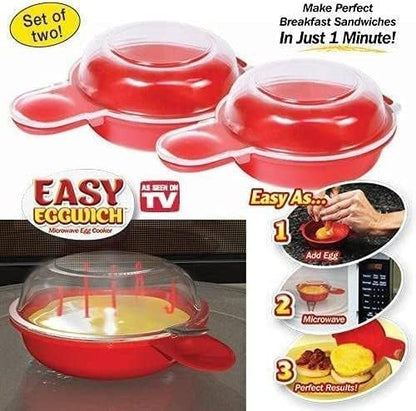 2pcs Microwave Egg Cooker, Fast 1 Minute Egg Maker for Hamburg Omelet Kitchen Cooking Tool