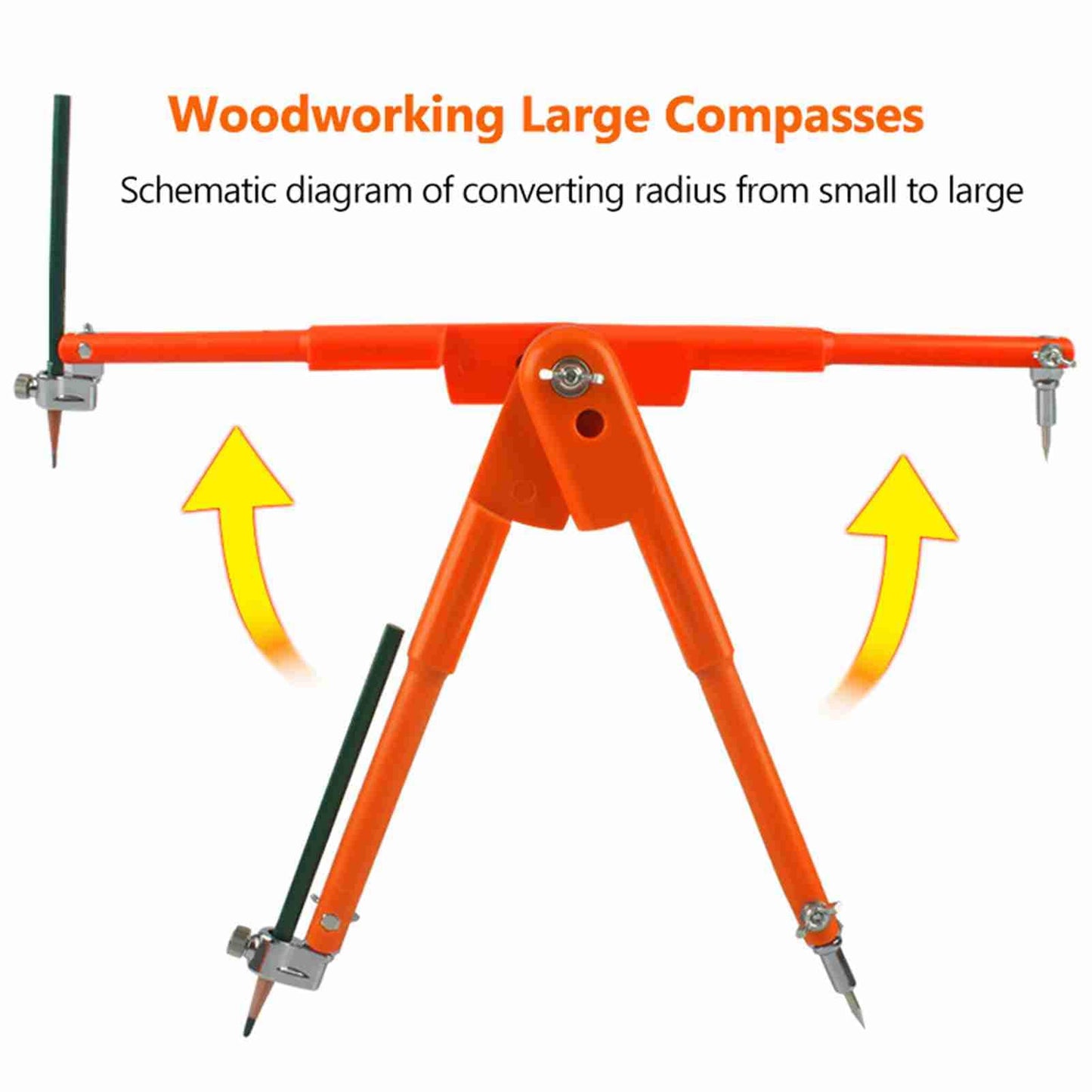 Garosa 9.8 inch Professional Large Compass Carpenters Compass with Pencil Holder for Math Geometry Drafting Art Drawing Circles (Small)