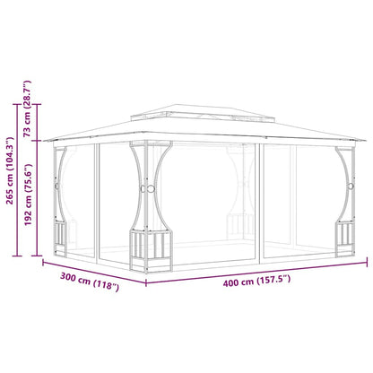 Gazebo with Nets 9.8'x13.1'x8.7' Anthracite, UV Proof Polyester Fabric, Steel Frame Outdoor Canopy Tent for Patio, Backyard, Party Events Outdoor Structures
