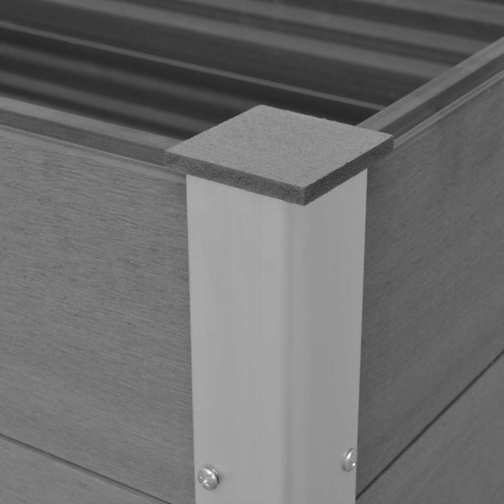 Tmriohed Grey WPC Garden Raised Bed 39.4 x 39.4 x 35.8 in Square Outdoor Planter Box, Wood-Plastic Composite & Aluminum Frame, Large Planter for Patio Balcony Deck Yard
