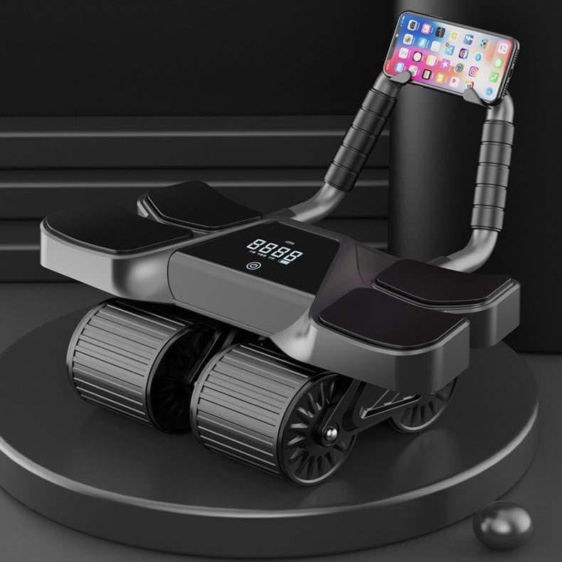 2025 New 4-Wheel Abdominal Roller with Elbow Support : Latest Upgraded High-Performance Exercise Machine With Automatic Rebound, Multi- layered Anti-Slip Design with Calorie Counting LCD Screen