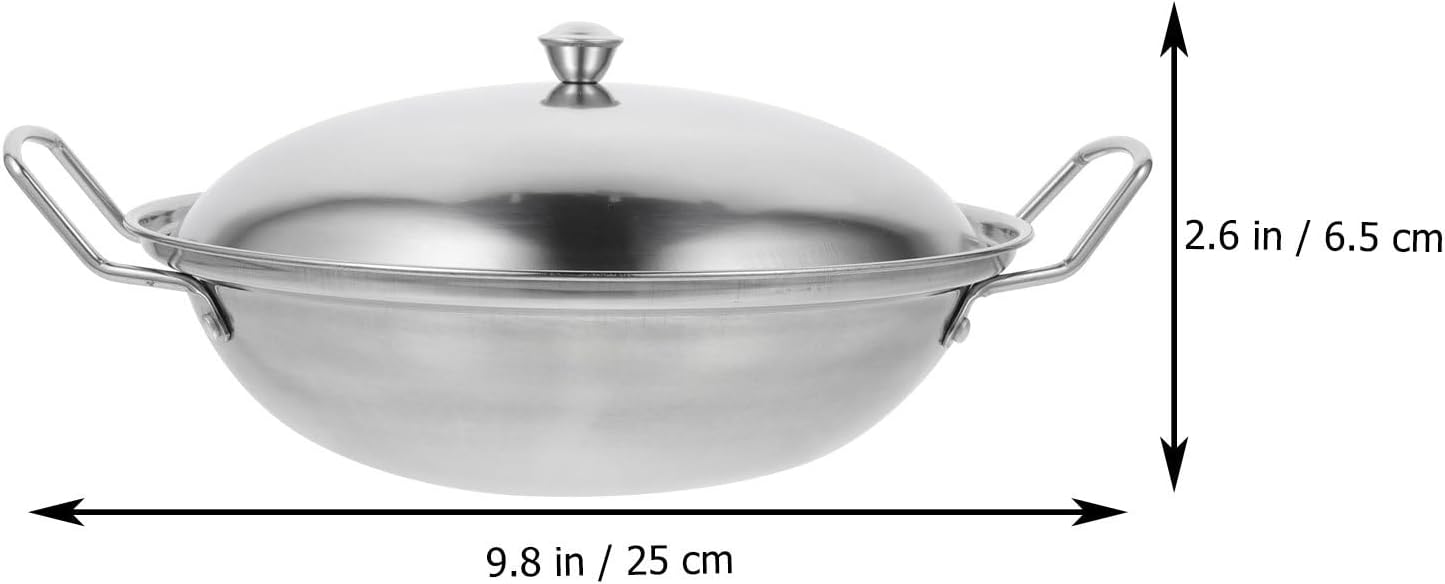 Hemoton 1 Set Stainless Steel Pot with Lid, Stockpot, Wok, Frying Pan, Kitchen Supply Dish