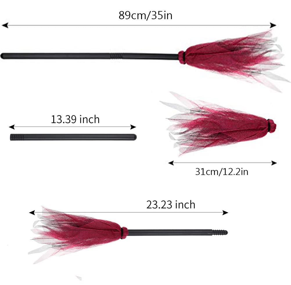 Purple Witch Broom Set, Plastic Broom Props for Kids, Halloween Costume Decor & Show, Cosplay & Party Accessory