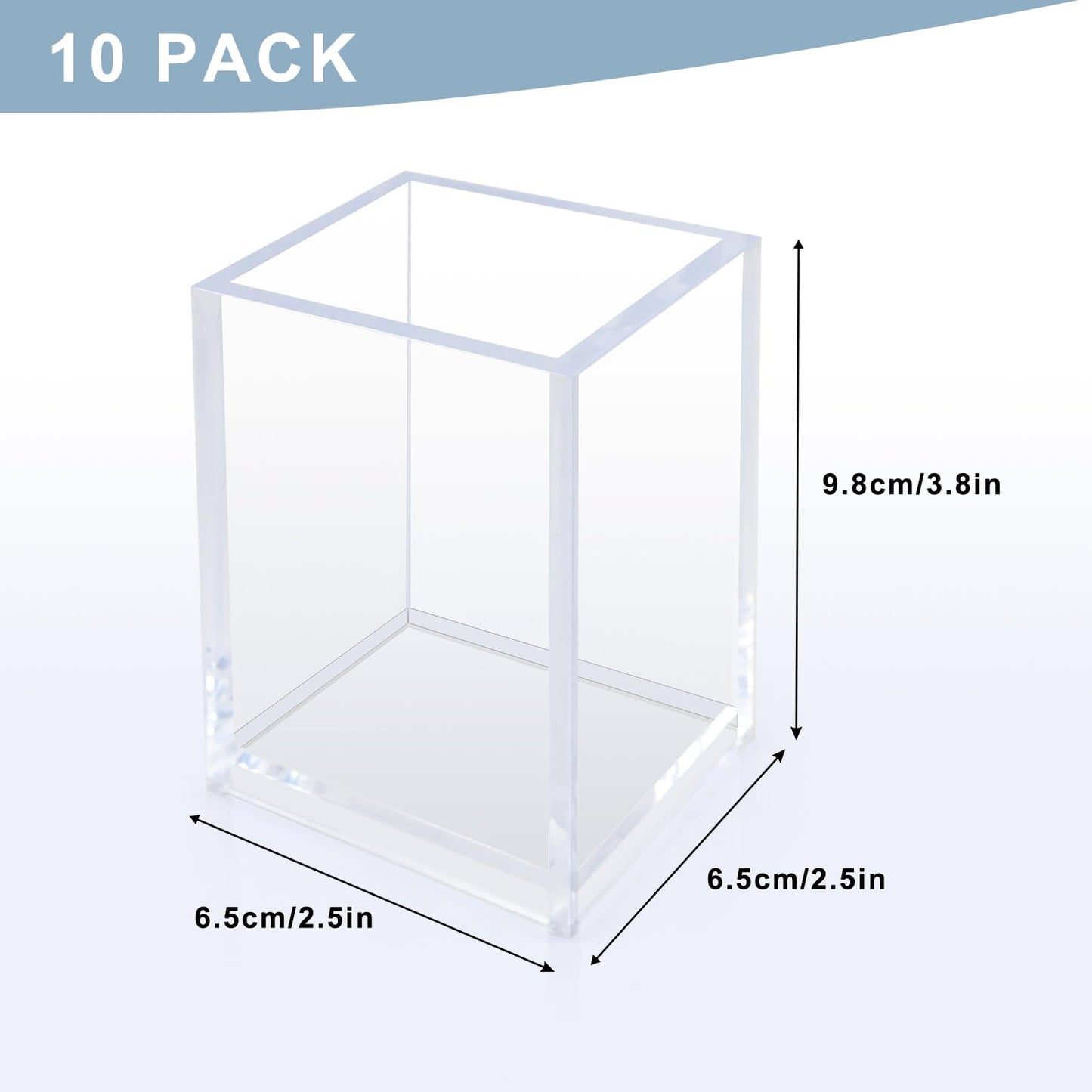 CDIVEFTN 10 Pack Clear Acrylic Pen Holders, Pencil Cups & Makeup Brush Organizers, Transparent Desk Storage for Office, School, Home & Study Supplies(10pcs)