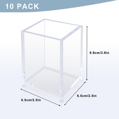 CDIVEFTN 10 Pack Clear Acrylic Pen Holders, Pencil Cups & Makeup Brush Organizers, Transparent Desk Storage for Office, School, Home & Study Supplies(10pcs)