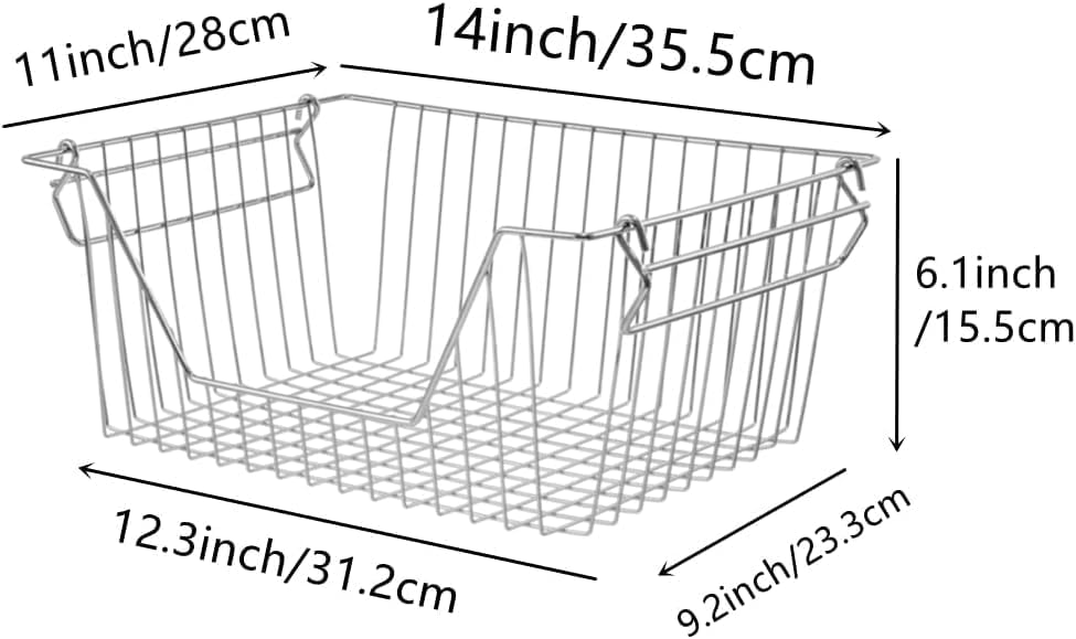 Stackable Wire Metal Baskets, Sturdy Cabinet Organizer for Home, Bathroom, Kitchen, Chrome, 3 Packs