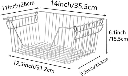 Stackable Wire Metal Baskets, Sturdy Cabinet Organizer for Home, Bathroom, Kitchen, Chrome, 3 Packs