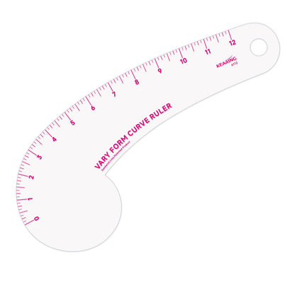 KEARING 12Inch Clear Vary Form Curve Ruler for Sewing, Sandwich Line Scale, French Curve Ruler for Pattern Making, Hip Curve Ruler for Measuring Fashion Design