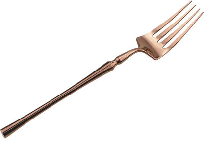 Copper Silverware Set, 5-Piece 18/10 Stainless Steel Flatware Cutlery Set, Mirror Finish, Dishwasher Safe