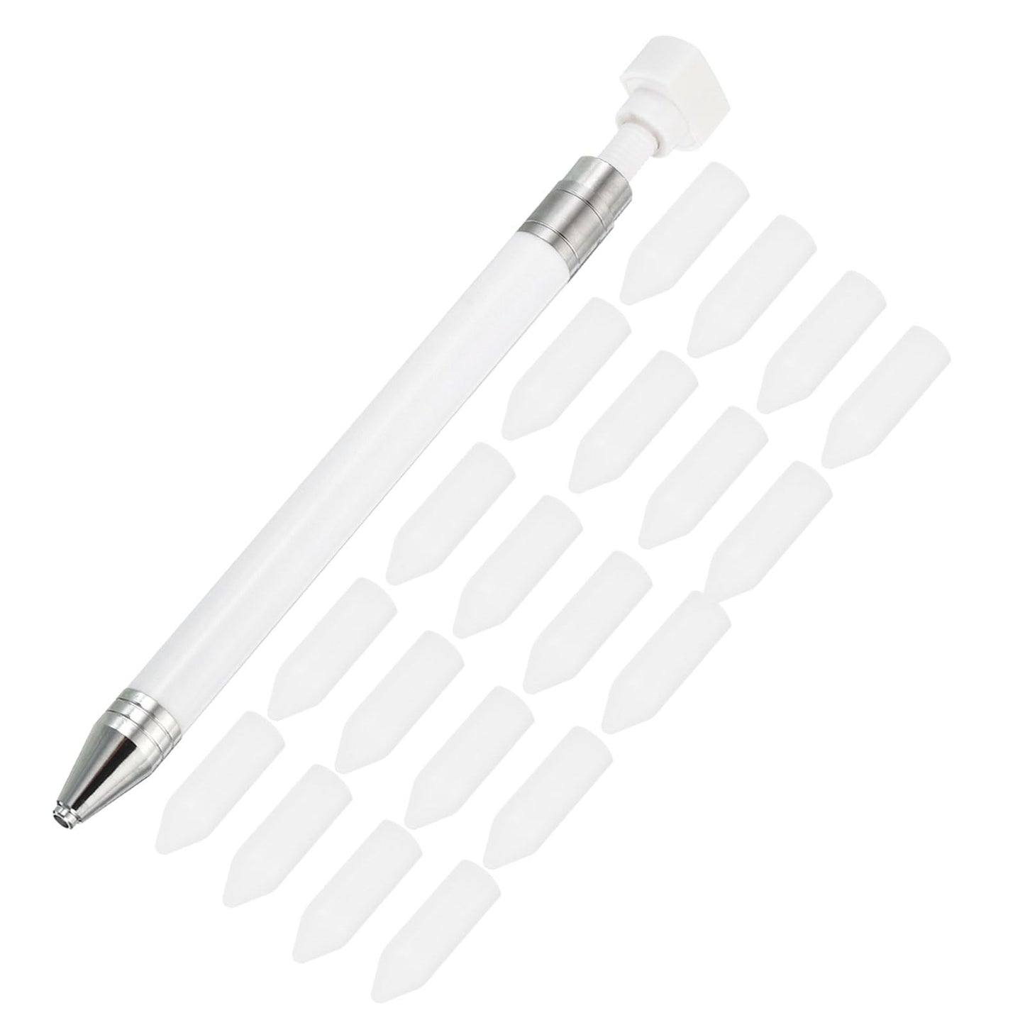 PATIKIL Diamond Art Pen with Wax, Diamond Art Accessories Refillable Wax Pen with 20Pcs Wax for Diamond Art Nail DIY Craft, White