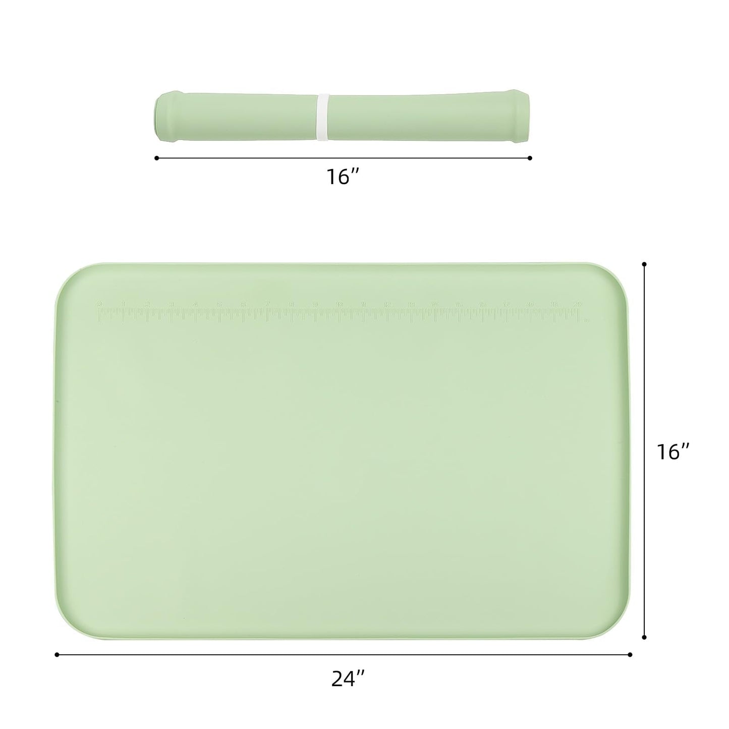 acDesign 2Pcs Silicone Painting Mat with Raised Edge 24" x 16" Waterproof Non-Slip Silicone Craft Mat for Painting, Clay，Jewelry-Making，Green