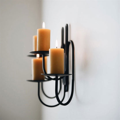 cfycfy987 Candelabra European Light Luxury Iron Wall-Mounted Candlestick Simple Living Room Porch Corridor Candle Holder Candle Sticks Holder