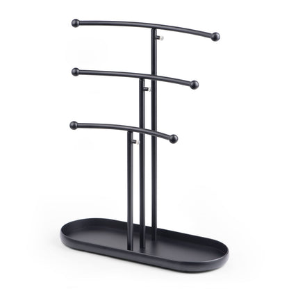 SZQINJI Jewelry Stand Organizer, Metal Jewelry Tree Holder 3-Tier Jewelry Storage Tower for Necklace Display, Earring Hanging Black, Christmas Gift