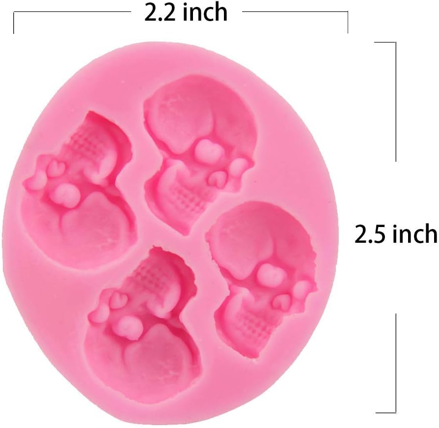 Chocolate Candy Molds, Halloween Skulls Silicone Fondant Mold Set of 3 for Cake Decoration