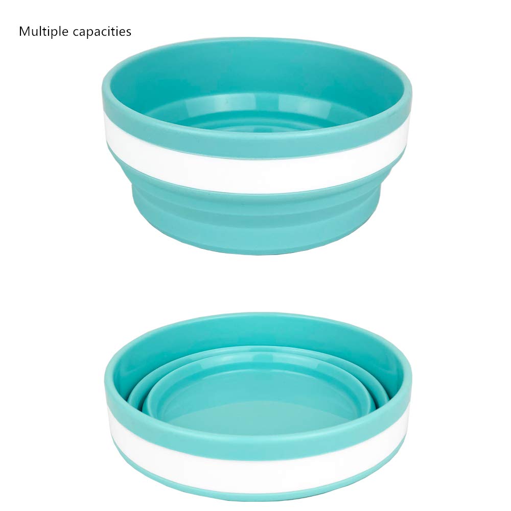 CARTINTS 950ml Collapsible Bowls-Silicone Food Storage Containers-Prep/Storage Bowls with Lids-Silicone Lunch Containers, Ideal for Travel and Camping (Blue)