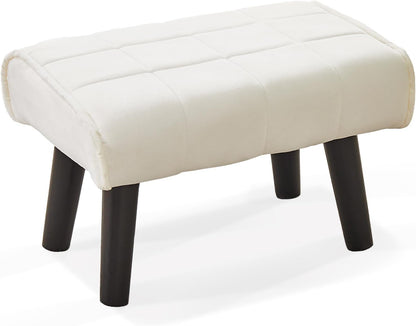 16 inch 1PCS) Wimarsbon Small Foot Stool Ottoman Modern Accent Step Stool Seat with Solid Wood Legs Velvet Soft Padded