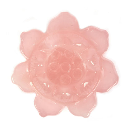 Justinstones Carved Rose Quartz Gemstone Lotus Flower Green Aventurine Lotus Leaf Home Office Decor