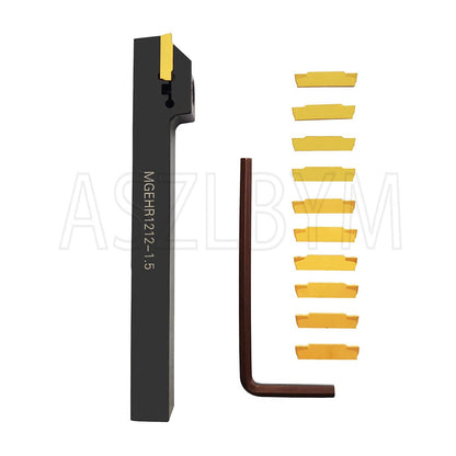 ASZLBYM Lathe Grooving Tool Holder Grooving Cut-Off Tool Holder MGEHR1212-1.5 With 11pcs MGMN150-G Indexable Carbide Grooving Inserts