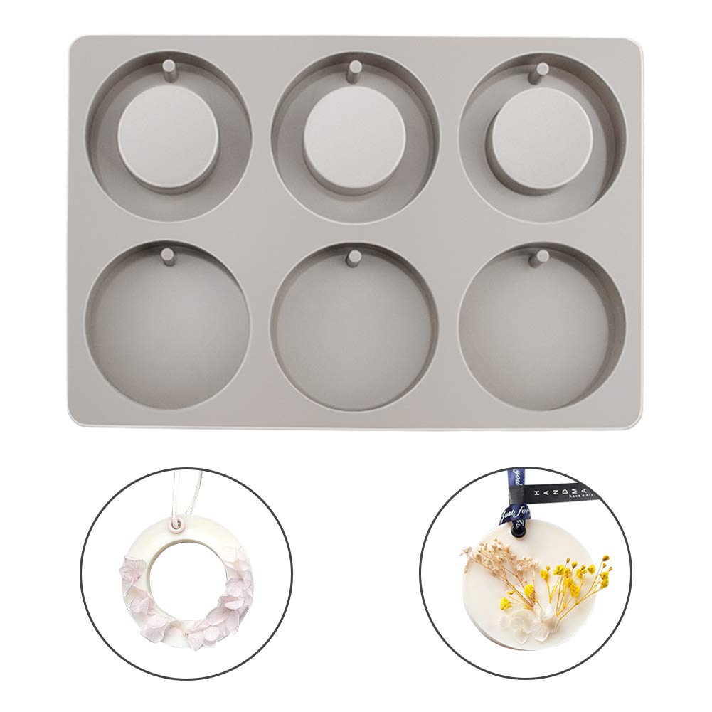 WANDIC Silicone Mold, 1 Pcs 6 Cavities Soap Molds for Making Handmade Soap, DIY Ornaments
