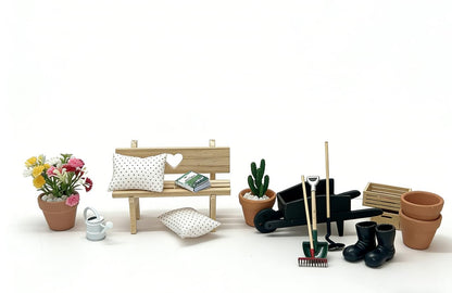 blminiatures 20 Pcs 1:12 Scale Miniature Fairy Garden Planting Set with Mini House Building Accessories, Miniature Plants for Dollhouse Craft,Miniature Decor Gifts for Adult Hobby Lovers