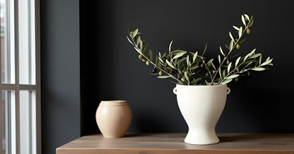 Ceramic Vase with Handles - Modern Terracotta Rustic Pottery for Home Decor, Living Room, House Decor Accents
