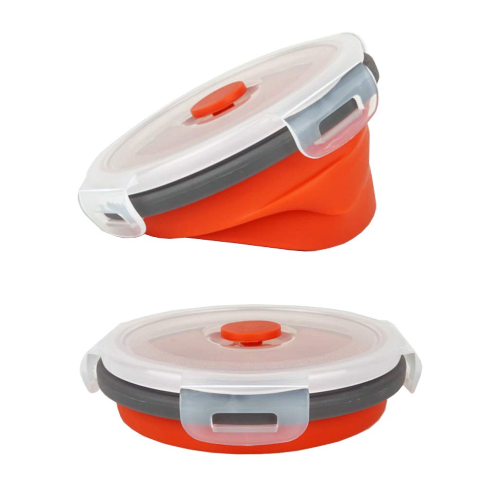 Ecomorning 3Piece Round Collapsible Lunch Container Silicone Food Storage Containers Collapsible Camping Bowl with Airtight Silicone Lids, Microwave, & Freezer Safe, 350ML