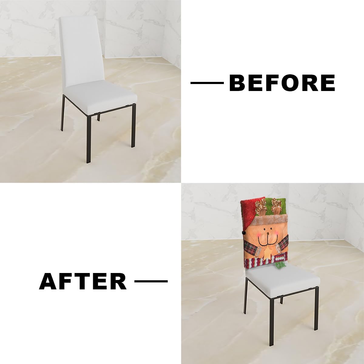 Set 6, (6, Sumgsn Christmas Chair Covers of Christmas Chair Decorations, Santa Snowman Chair Back Cover for Kitchen