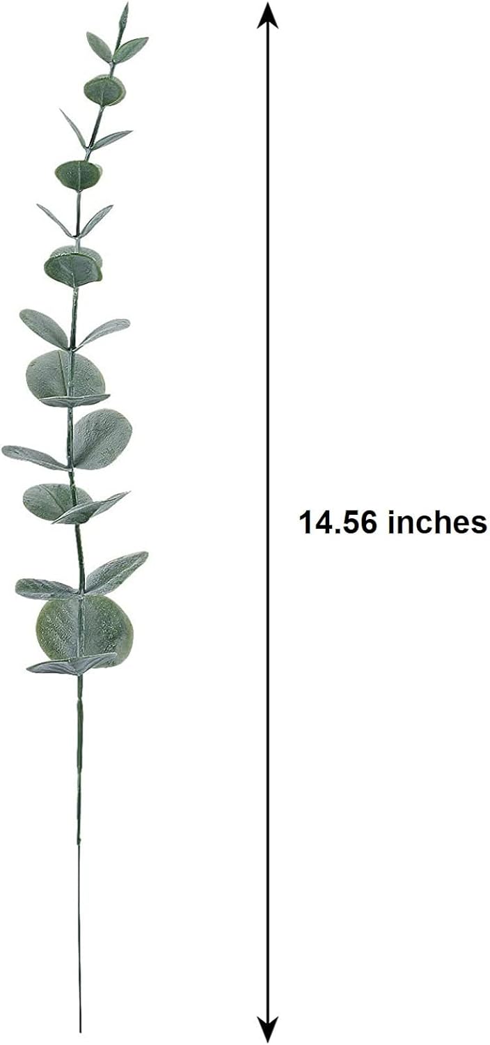 20pcs Faux Eucalyptus Stems Flowers, Short Artificial Greenery Decoration for Floral Arrangement, Wedding Home