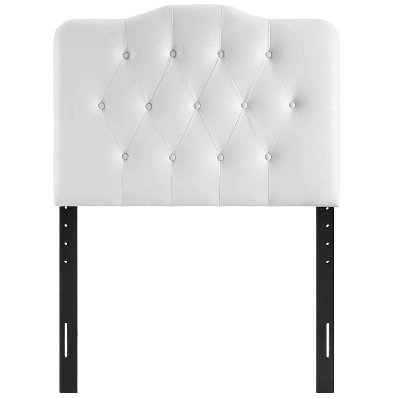 Modway Annabel Tufted Button Faux Leather Upholstered Twin Headboard in White