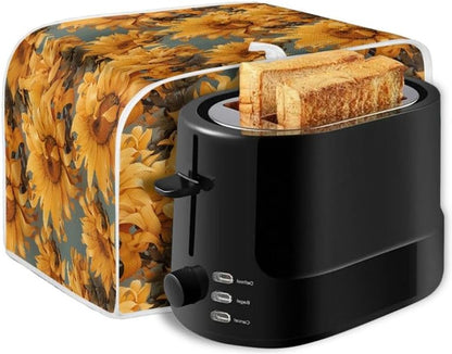 4 Slice Toaster Cover Van Gogh Style Sunflower, Plus Size Dust Cover, Oil Painting Flowers Yellow Protection