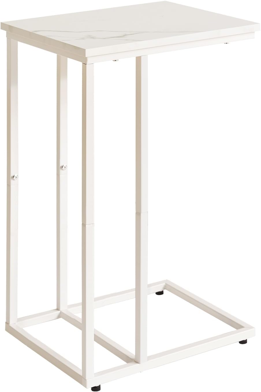 16x12x25 inch YD-TM051W Aibiju C Shaped End Table, Small Side Table for Sofa and Bed, White Bedside Table, Laptop Desk
