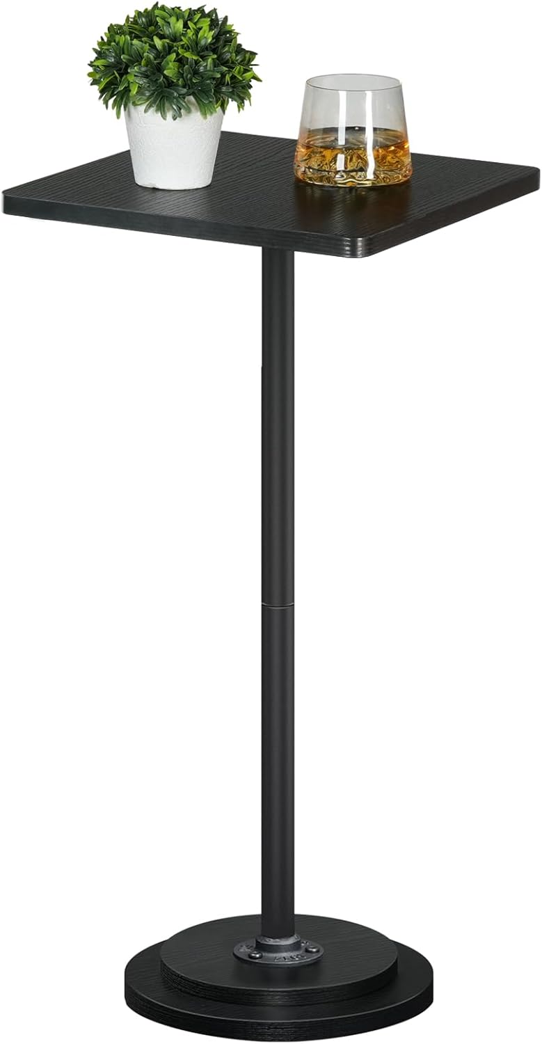 BB171BZ01 HOOBRO Small Side Table, Square Drink Table, Coffee Martini Table with Pedestal, Accent Nightstand for Small