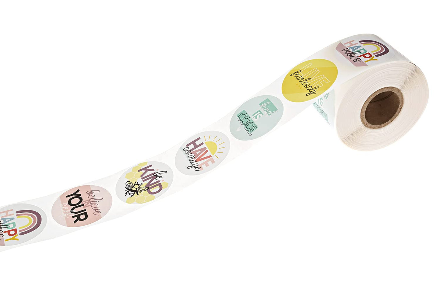 Kindness and Good Vibes Stickers / 500 Encouraging Colorful Classroom Reward Sticker Roll / 6 Alternating Motivational School Teacher Label Designs / 1.5" Round Envelope Seals/Made in The USA