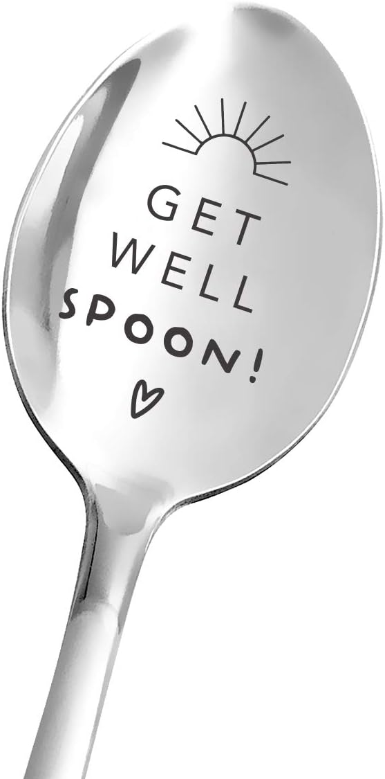 Get Well Spoon, Funny Engraved Stainless Steel Spoon, Best Recovery Gift for Women Men, Encouragement Gifts