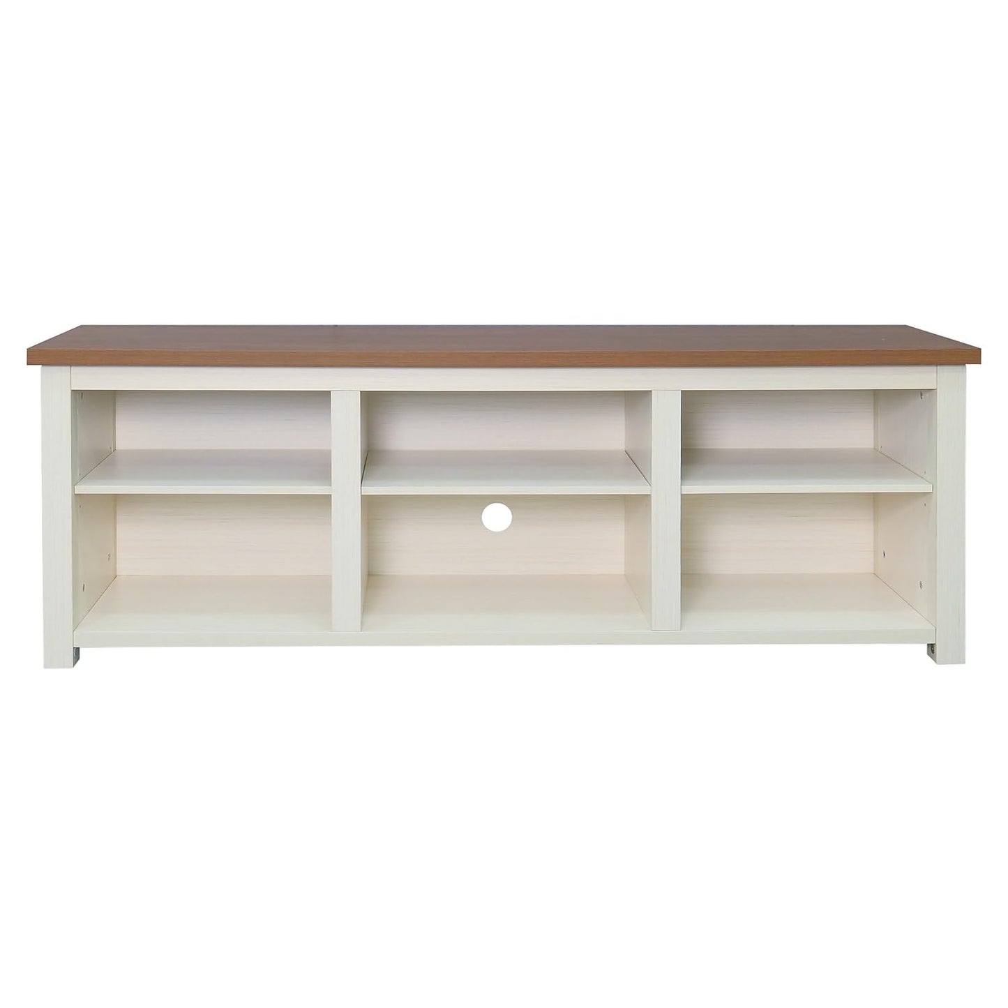 Flash Furniture Kilead Farmhouse TV Stand for up to 80" TVs-65 Engineered Wood Media Console with Open Storage, 65", Walnut Top/White Frame