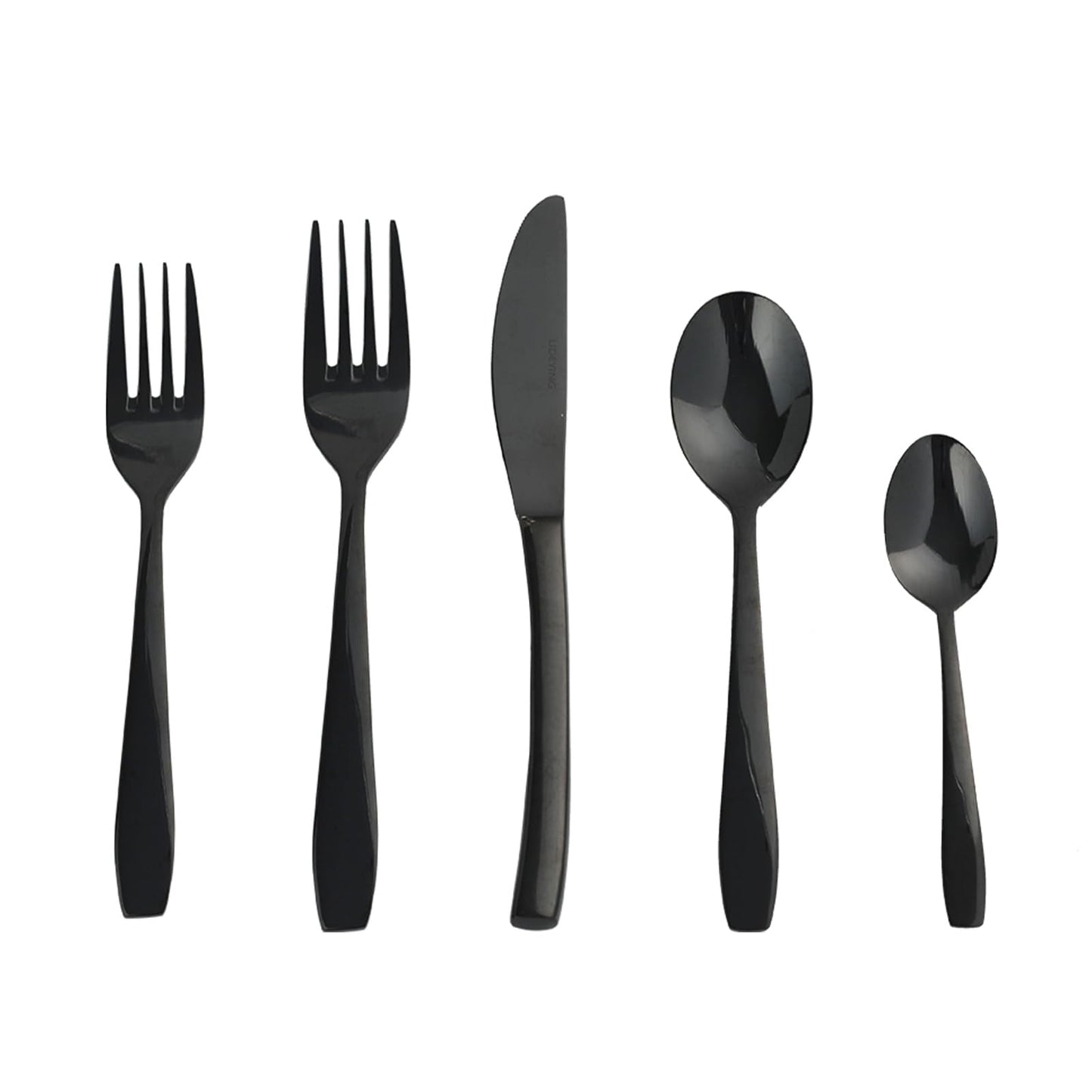 LIDEYING Black 60 Piece Silverware Set,Stainless Steel Flatware Set for 12,18/0 Rust-Proof Cutlery Set with Forks & Spoons,Mirror Polished Dishwasher Safe - Heavy Duty Tableware for Home & Dining