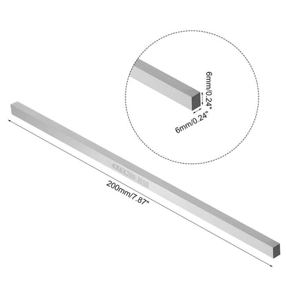 uxcell HSS Lathe Tool Bit 6mm x 6mm x 200mm, Square Lathe Turning Tool Blanks, High Speed Steel Rectangular Fly Cutter Mill Blank, 5pcs