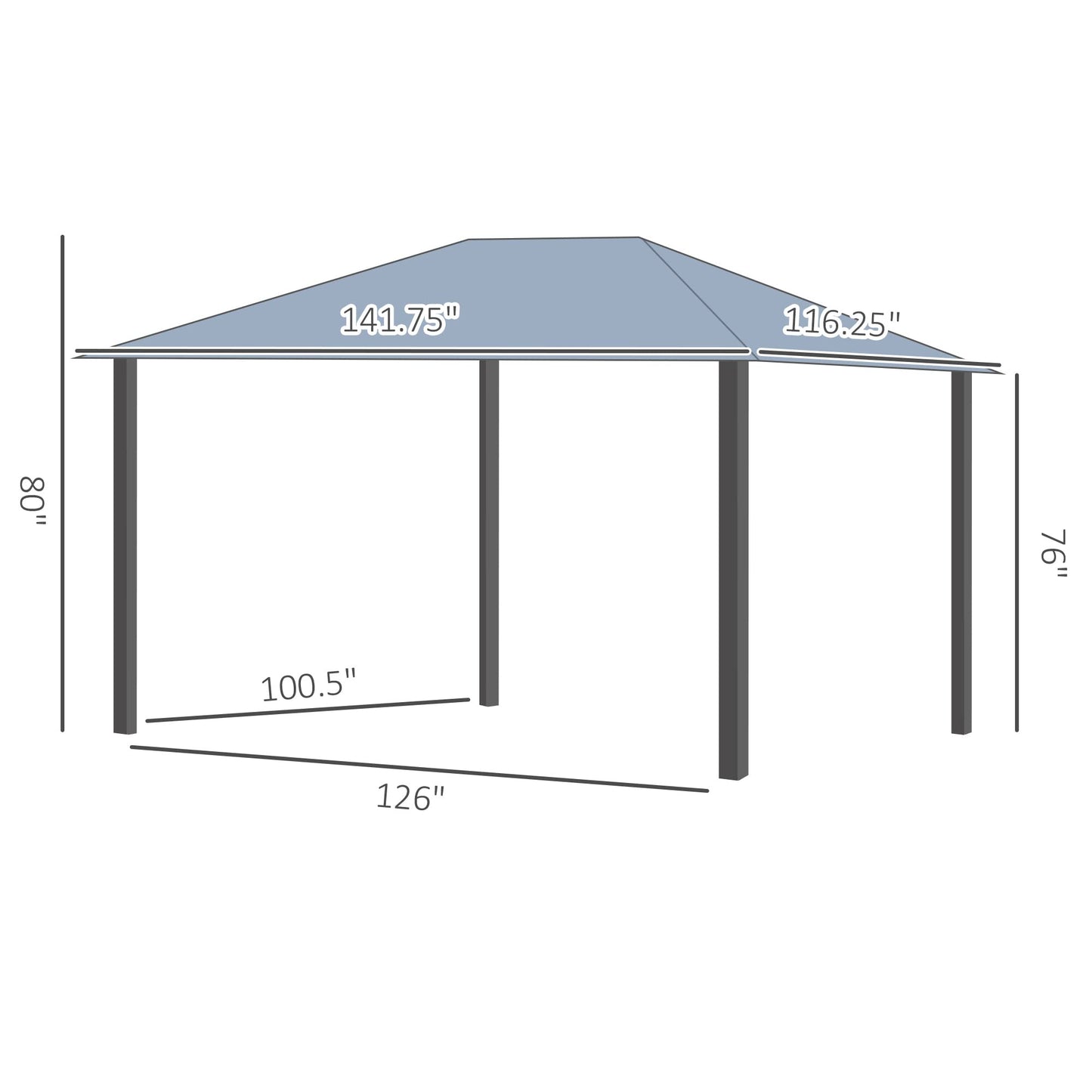 GOWE 10' x 12' Hardtop Gazebo Canopy with Polycarbonate Roof, Top Vent and Aluminum Frame, Permanent Pavilion Outdoor Gazebo with Netting, for Patio, Garden, Backyard, Deck, Lawn