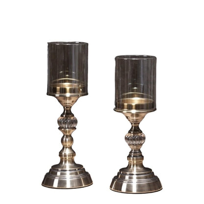 cfycfy987 Candelabra 2 Pcs Retro Metal Glass Candle Holder Luxury Dining Table Decoration Candlestick Candle Sticks Holder
