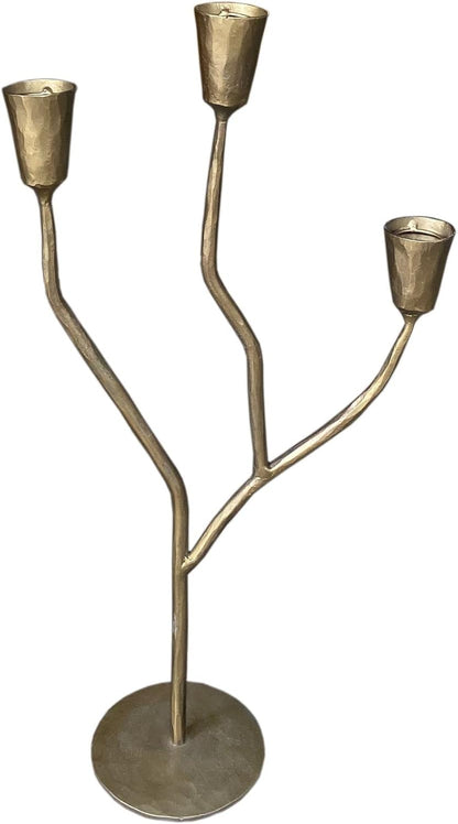 Iron Hand Forged Candle Stick Holder for Tapered Candles, Decorative Centerpiece, 3 Arm Candle Holders for Home Decor