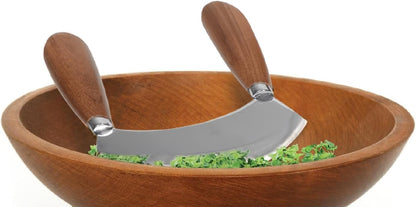Mezzaluna Chopper Rocking Knife with Sharp Blades, ULU Knife for Veggie Rocker, Pizza Cutter, Kale Herbs Chopper &