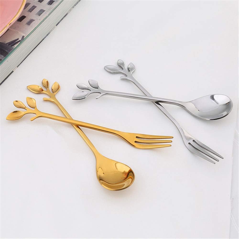 Appetizer Cake Fruit Forks Set of 8, Gold Leaf Cocktail Picks for Wedding Party and Kitchen Use