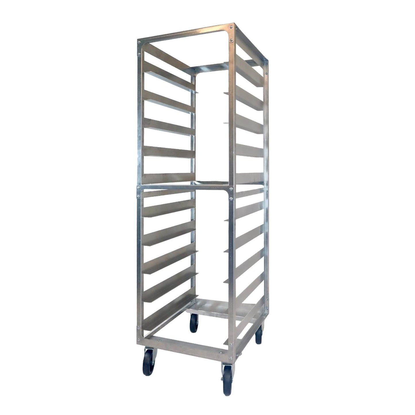DCUBE 10 Level 6" Spacing Commercial Aluminum Pan Rack, Heavy-Duty Rack for Electronics & Pharma, Mobile Clean Room Rack with Wheels & 2 Locking Casters, Knock-Down Speed Rack, 20.5"x26"x70"