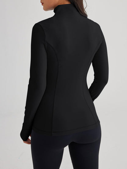 Trendy Queen Womens Lightweight Zip Up Jackets 2025 Athletic Hoodies Fall Gym Shirts Running Workout Clothes with Pocket Black S