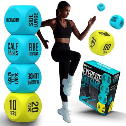 TidyFriend Exercise Dice, 6 Sided Foam Fun Workout Dice for Solo or Group Classes, Great Dynamic Exercise Equipment (Blue)