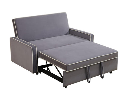 UOCFYK 3-in-1 Convertible Sofa Sleeper Bed 2-Seat Comfy Lounge Loveseat with Adjustable Backrest, Flannel Pull Out Fabric Lazy Couch Chaise, Perfect for Home Apartment Dorm Office Living Room, Gray